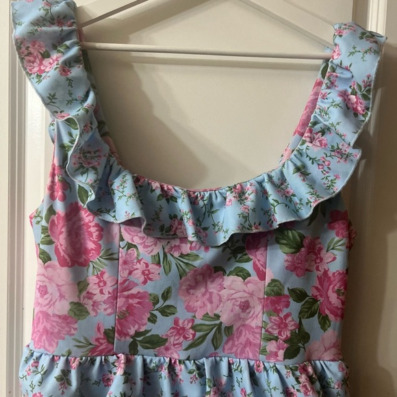 Show Me Your Mumu Weddings Pink Floral Scoop Neck Tiered Maxi Dress - Picture 6 of 9